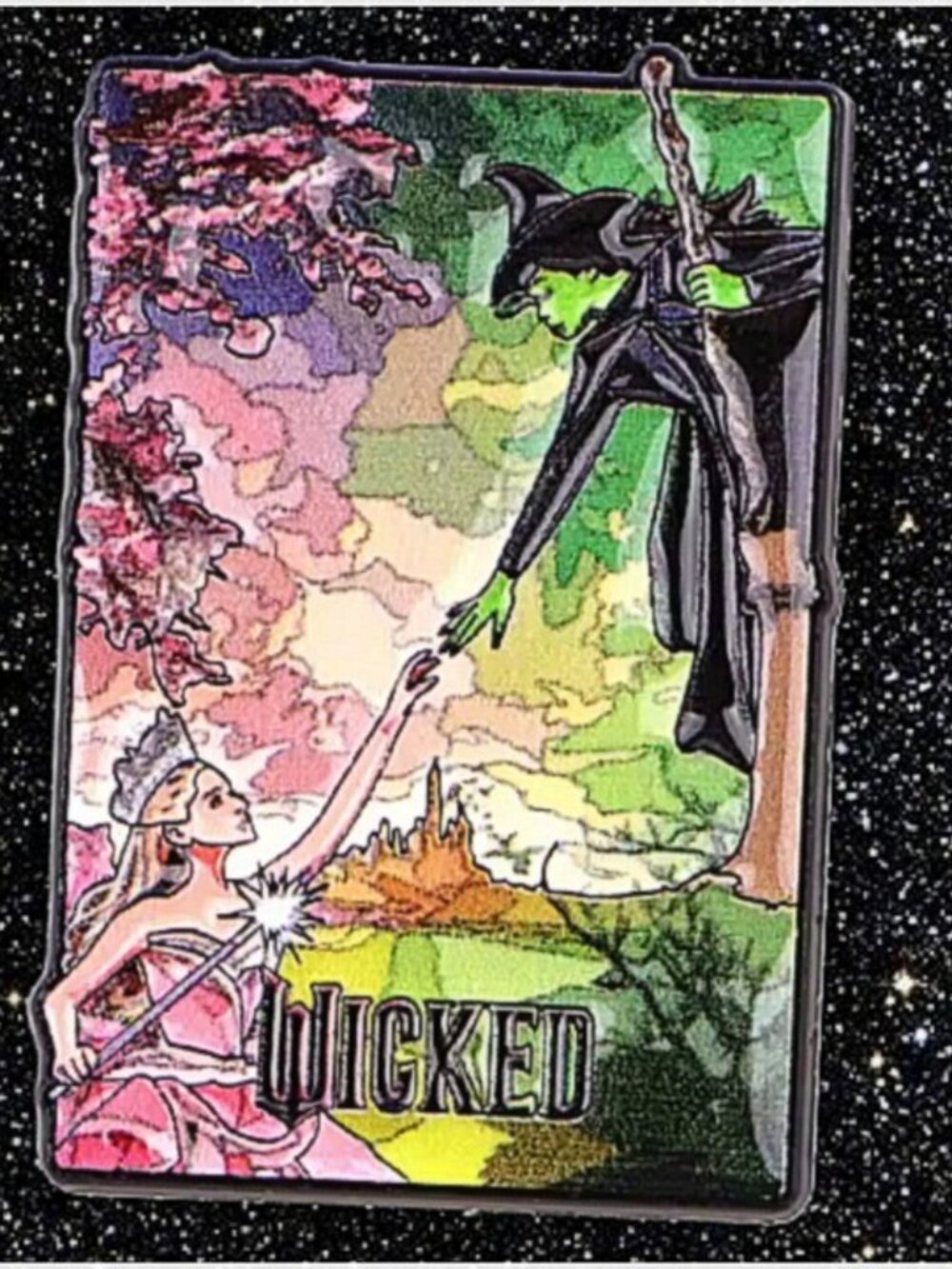 Wicked Elphaba Glinda Musical Enamel Pin Emerald City Broadway Art